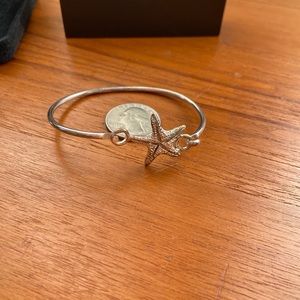 Vintage Sterling Silver Sea Star Bangle Beach Ocean Mermaid Summer 90s